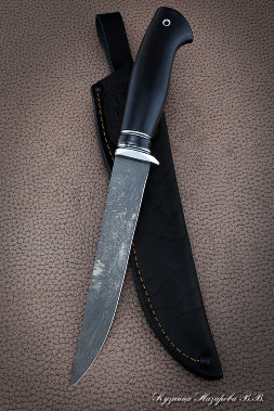 Нож Касатка средний филейный Х12МФ черный граб акрил коричневый