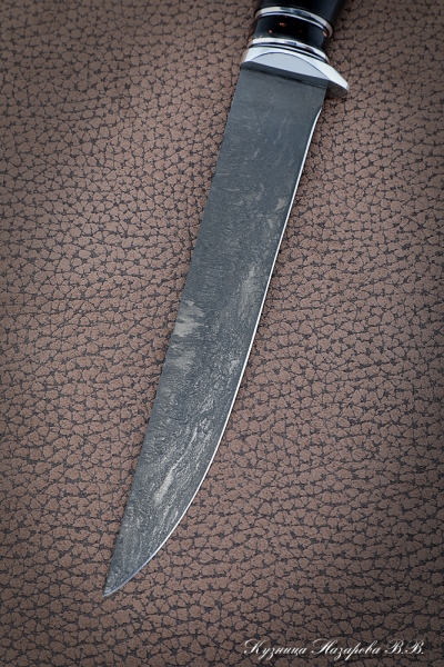Нож Касатка средний филейный Х12МФ черный граб акрил коричневый