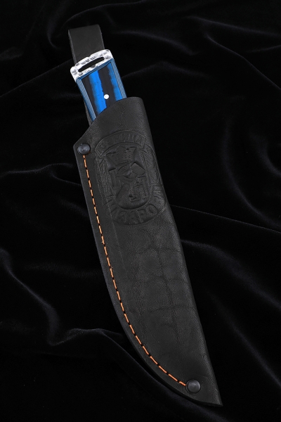 Нож №41 D2 цельнометаллический рукоять G10 черносиняя