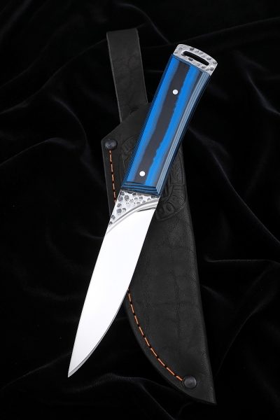Knife No. 41 D2 all-metal handle G10 black-blue