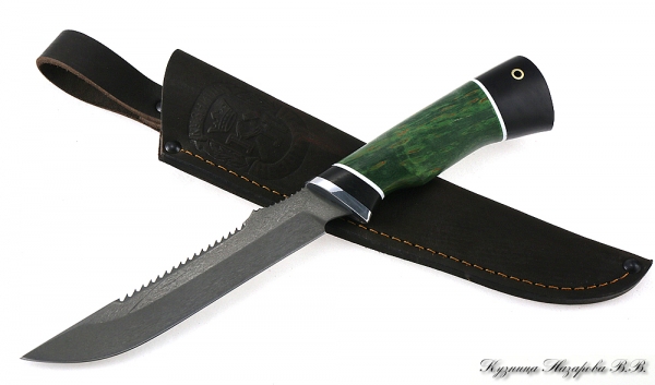 Knife Fisherman 2 H12MF black hornbeam stabilized Karelian birch (green)