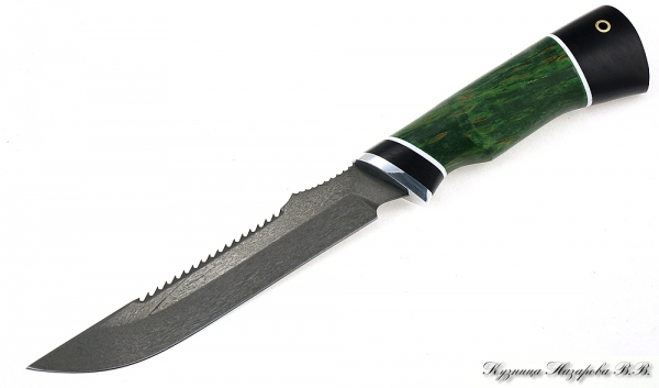 Knife Fisherman 2 H12MF black hornbeam stabilized Karelian birch (green)