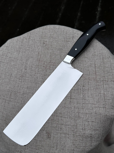 Кухонный цельнометаллический нож "Накири" из стали VG-10, накладки из G10 черной