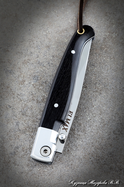 Folding Knife Pen Steel Elmax Handle Duralumin Black Hornbeam