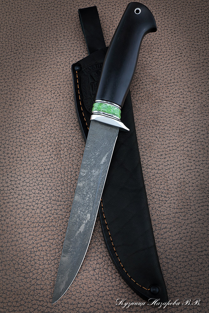 Нож Касатка средний филейный Х12МФ черный граб акрил зеленый — купить в интернет-магазине ножей Кузница Назарова В.В.