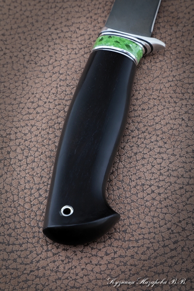 Нож Касатка средний филейный Х12МФ черный граб акрил зеленый