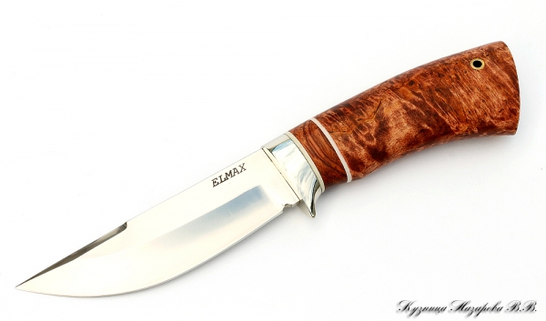 Knife Cheetah ELMAX nickel silver dial stabilized Karelian birch