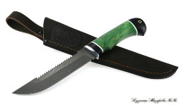 Knife Fisherman H12MF black hornbeam stabilized Karelian birch (green)