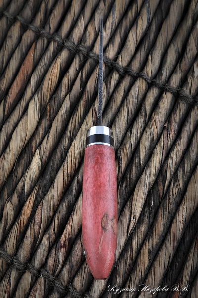Нож Крот дамаск стабилизированная карельская береза красная (Sicac)
