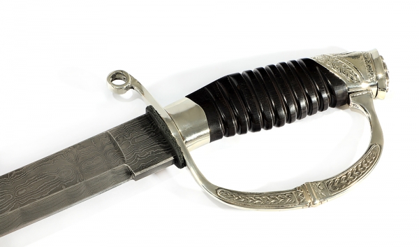 Souvenir saber of Valor Damascus black hornbeam, nickel silver