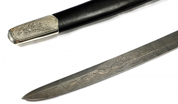 Souvenir saber of Valor Damascus black hornbeam, nickel silver
