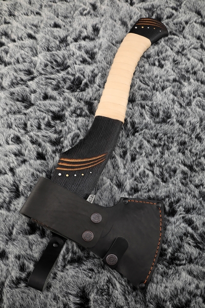 Axe Ermak-13 cooking metals: carbon + HVG ash brushed white leather