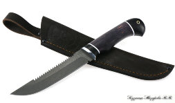Knife Fisherman H12MF black hornbeam stabilized Karelian birch (purple)