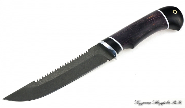 Нож Рыбак х12мф черный граб стабилизированная карельская береза (фиолетовая)