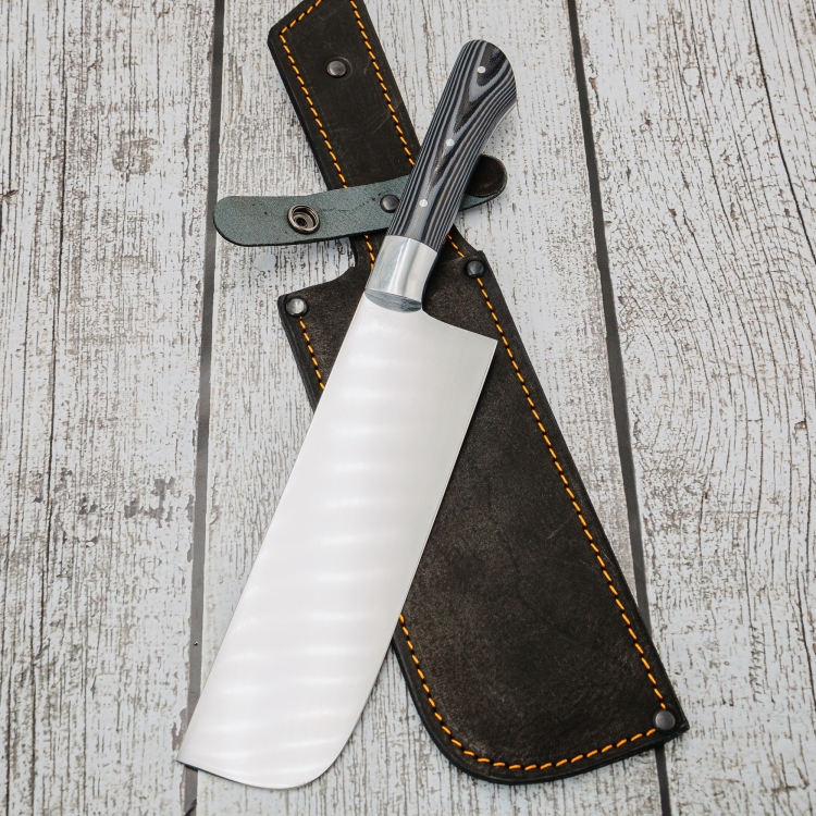 Нож Накири цельнометаллический 95х18 накладки G10 черная и серая (Распродажа) — купить в интернет-магазине ножей Кузница Назарова В.В.
