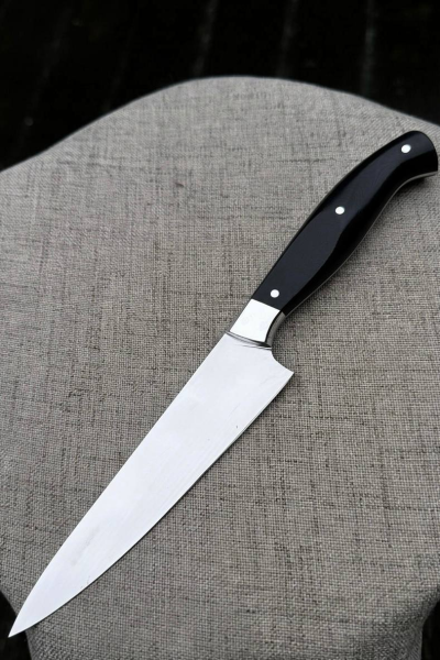 Кухонный цельнометаллический нож "Петти" из стали VG-10, накладки из G10 черной  