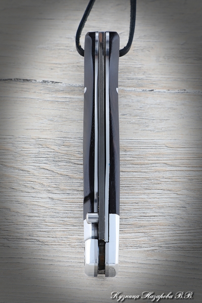 Folding Knife Pen steel H12MF Handle Duralumin Black Hornbeam