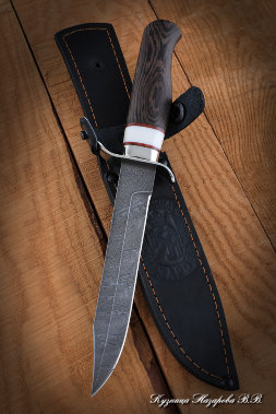 Scout Knife HP-40 Damascus handle wenge moose horn