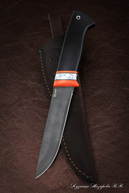 Knife Boar wootz steel handle black hornbeam acrylic