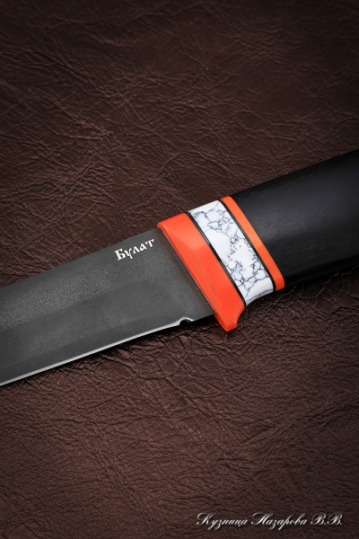 Knife Boar wootz steel handle black hornbeam acrylic