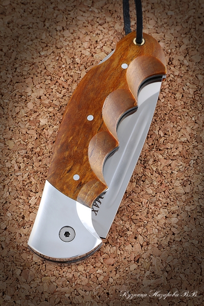 Folding knife Eagle steel Elmax lining Karelian birch (amber)