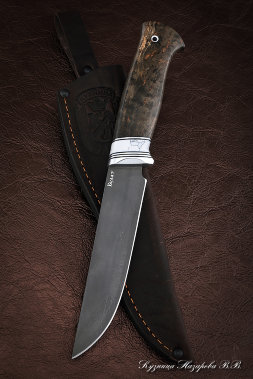 Knife Gadfly 2 wootz steel Karelian birch brown acrylic