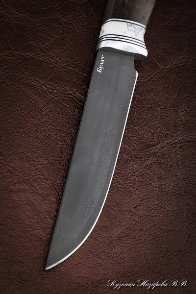 Knife Gadfly 2 wootz steel Karelian birch brown acrylic