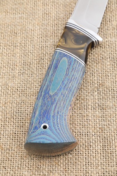 Knife Vepr Sandvik handle ash-wood stabilized blue acrylic