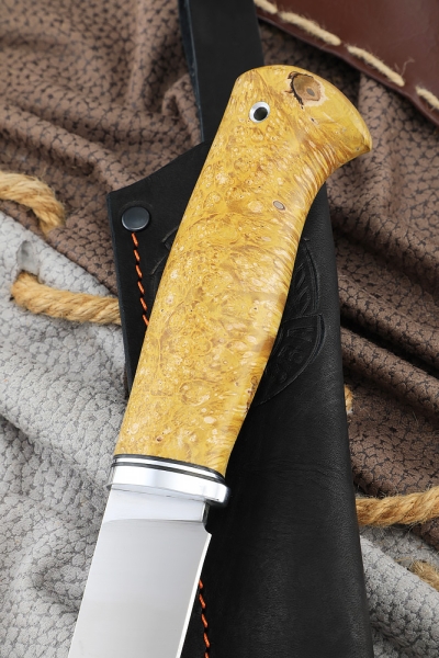 Zasapozhny knife steel 95x18 satin, maple cap handle yellow