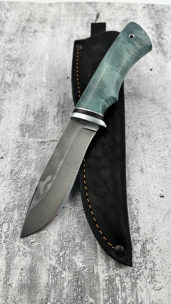 Нож "Кречет" сталь у8а рукоять карельская береза зеленая (распродажа)  