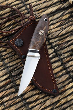 Knife Mole 2 H12MF stabilized Karelian birch brown