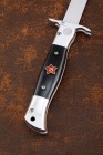 Knife Fink NKVD switch steel H12MF lining acrylic black with red star