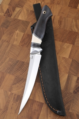 Knife Pike Elmax handle acrylic white and black hornbeam