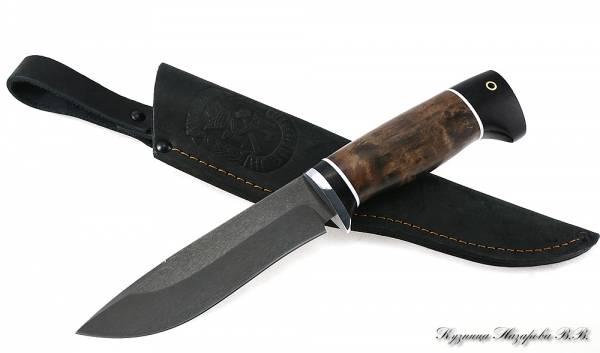 Нож Варан х12мф черный граб стабилизированная карельская береза (коричневая)