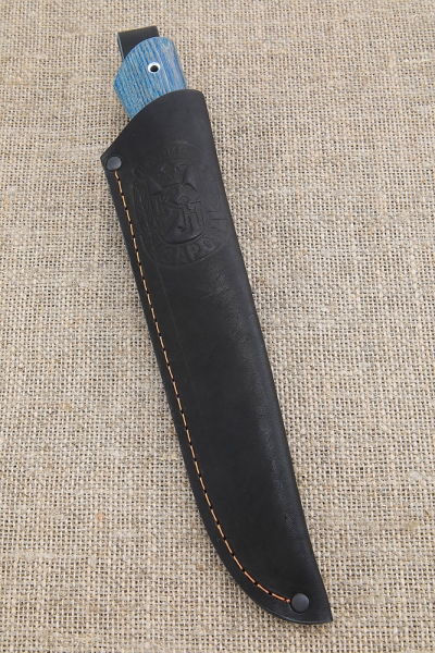 Knife Needle Sandvik handle ash wood blue acrylic red