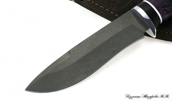Knife Varan H12MF black hornbeam stabilized Karelian birch (purple)