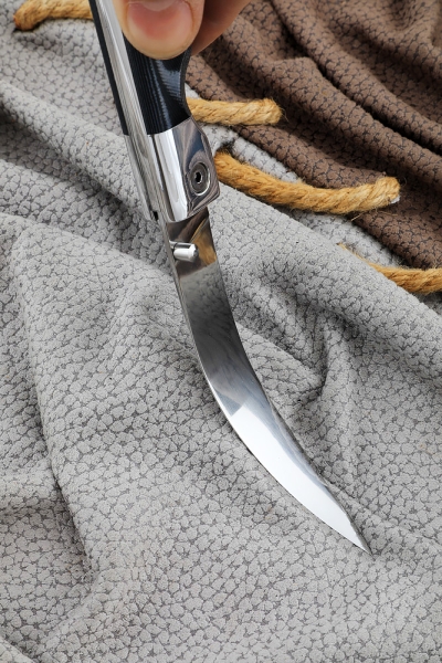 Нож складной филейный сталь 95х18, накладки G10 серые