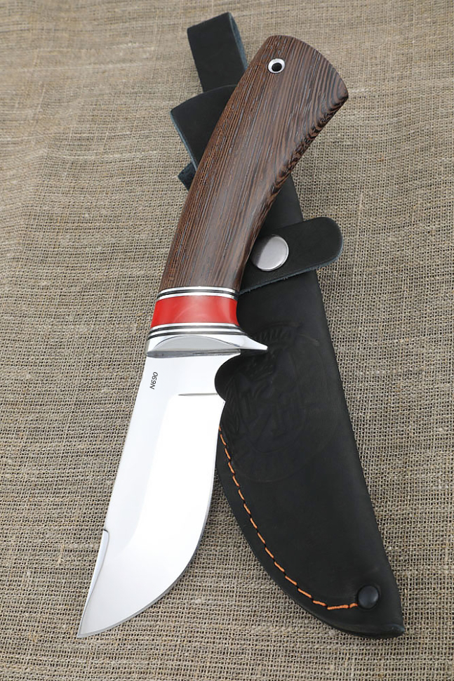 Нож Ежик 2 сталь N690 рукоять акрил красный и венге 