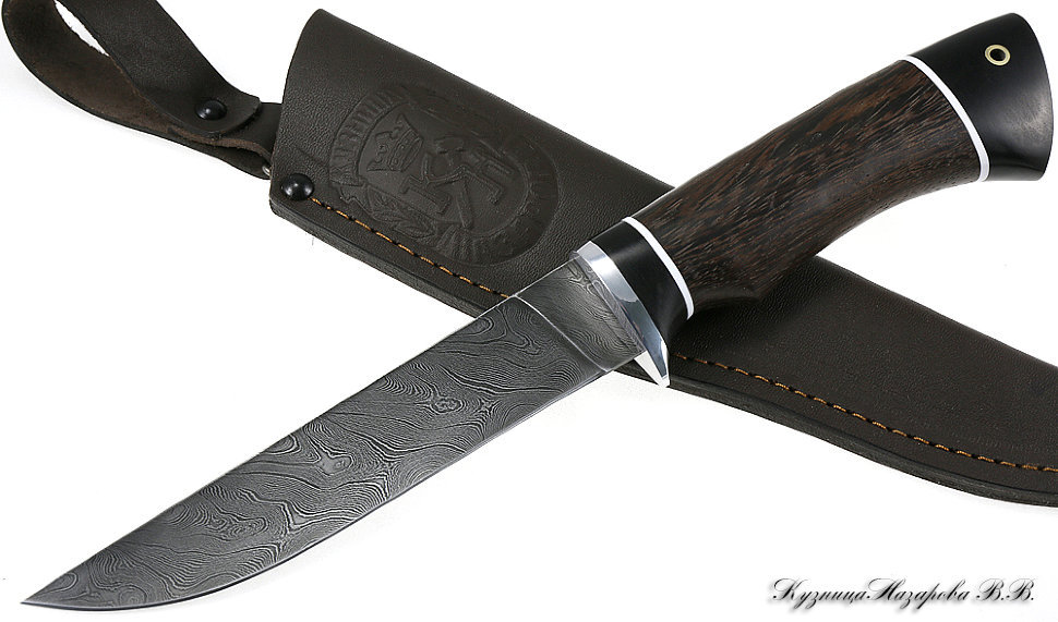 Нож Кардинал 2 дамаск черный граб венге