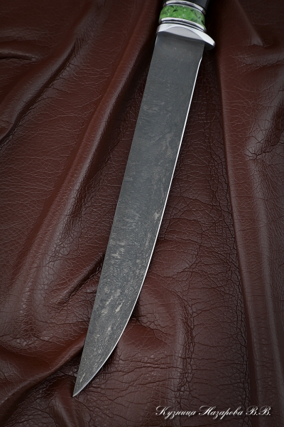 Нож Касатка большая филейный х12мф черный граб акрил зеленый