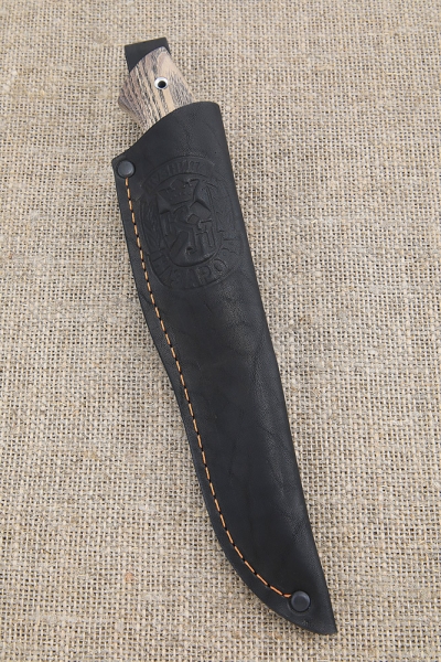 Нож Ирбис-2 Sandvik рукоять карельская береза стабилизированная коричневая акрил белый
