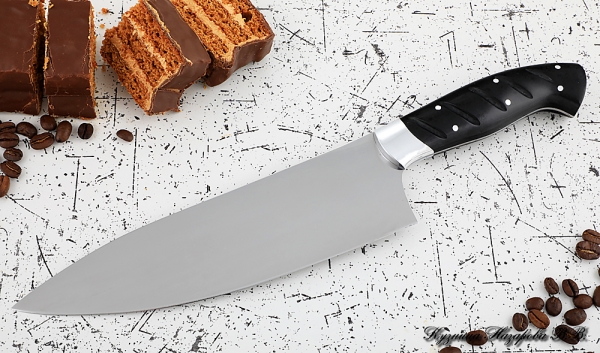 Кухонный нож Шеф № 13 сталь 95Х18 рукоять акрил черный