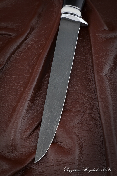 Нож Касатка большая филейный х12мф черный граб акрил белый