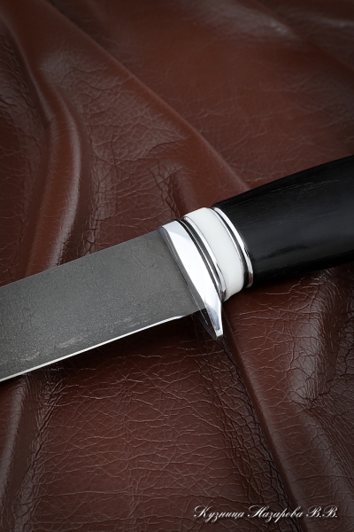 Нож Касатка большая филейный х12мф черный граб акрил белый