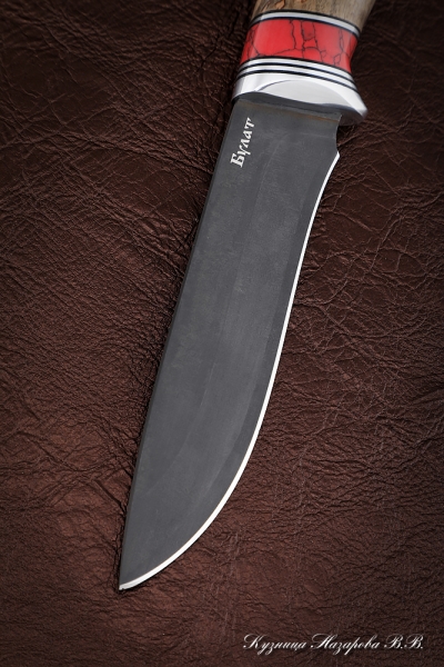 Knife Falcon wootz steel Karelian birch brown acrylic