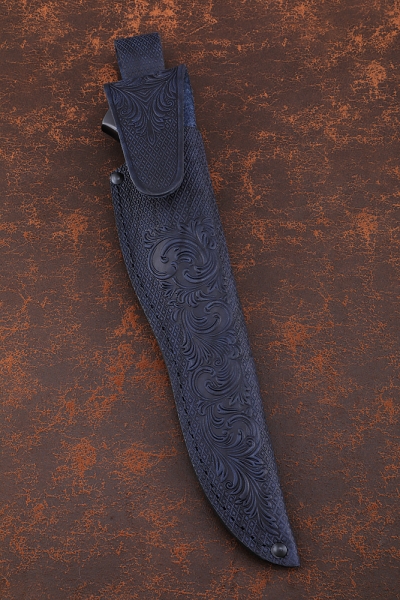 Wasp Damascus laminated knife, black hornbeam, iron wood, carbon