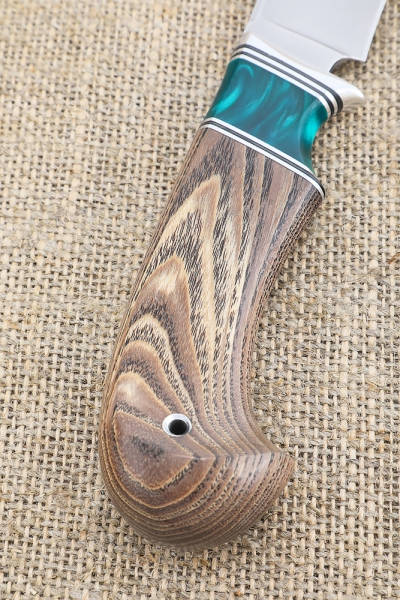 Knife Hunting Sandvik handle ash-wood stabilized brown acrylic green