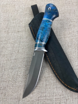Нож Кардинал-2 булат, стабилизированная карельская береза синяя (распродажа) 