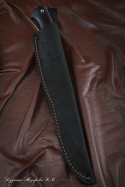 Нож Касатка большая филейный х12мф черный граб акрил коричневый