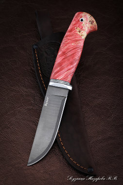 Knife Berkut 2 steel wootz steel handle Karelian birch red